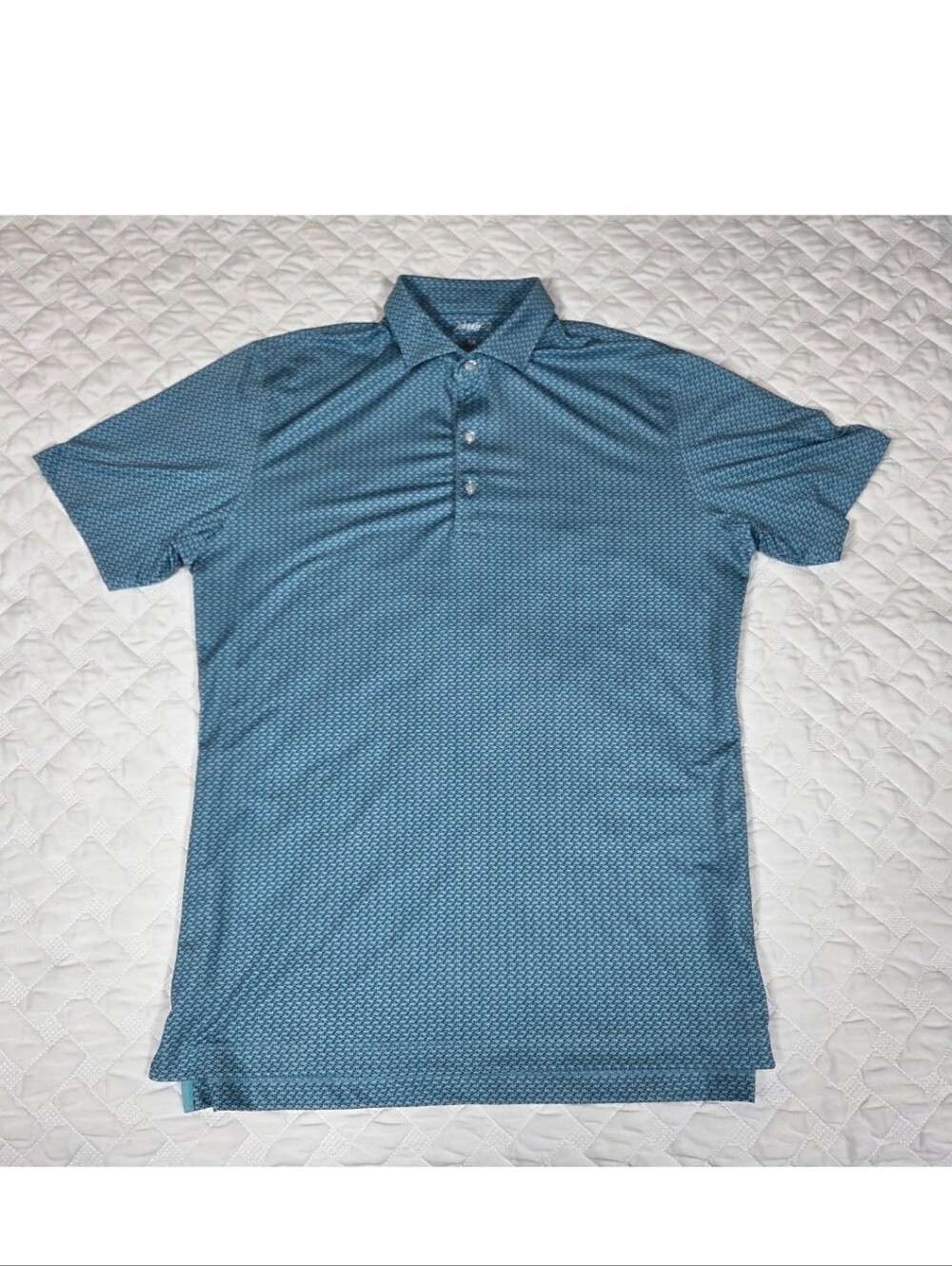 Johnnie O Performance Polo Shirt Blue Geometric All Over Print Medium